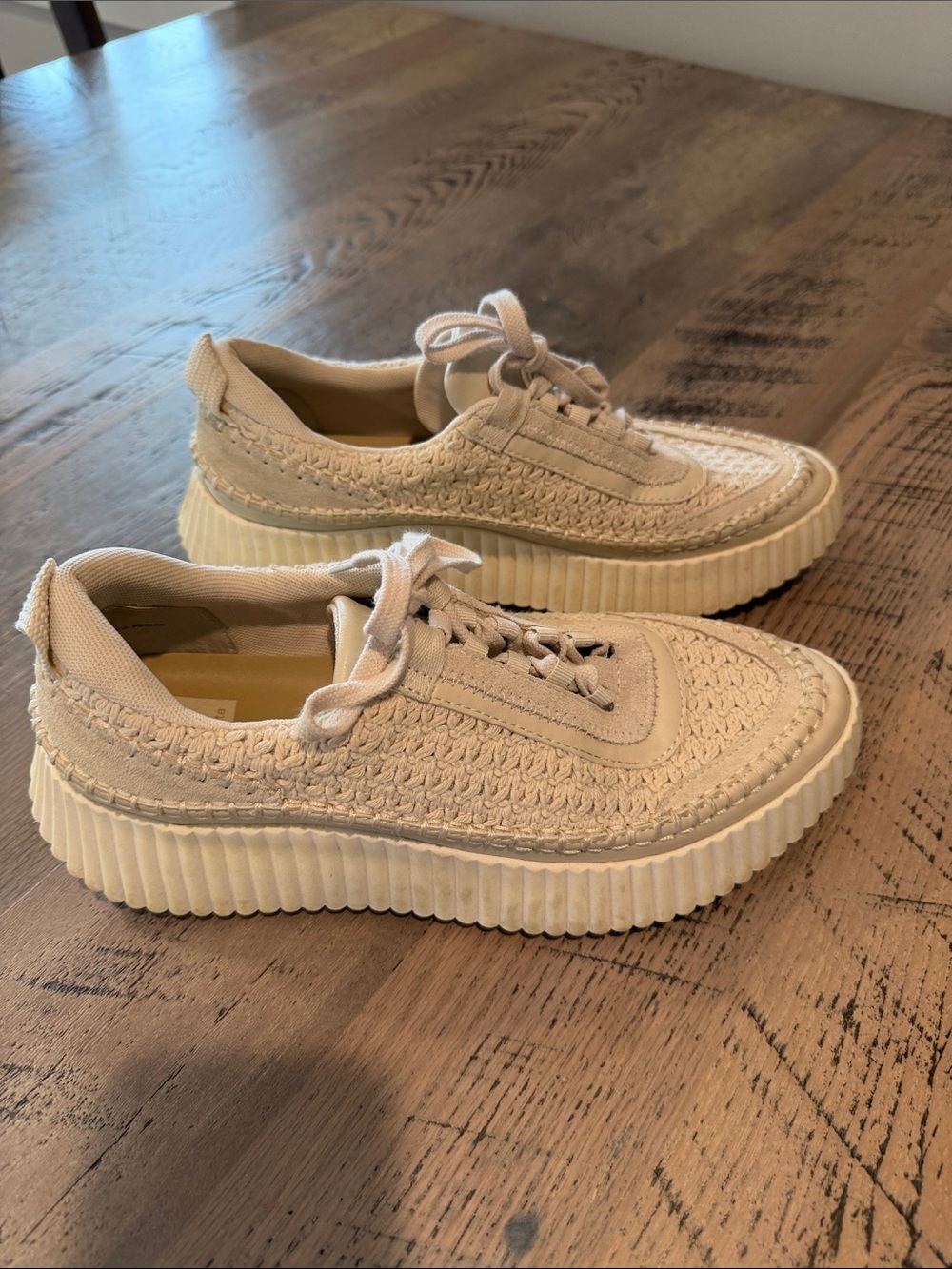 Dolce Vita Cream Woven Lace-Up Sneakers - Picture 2 of 4